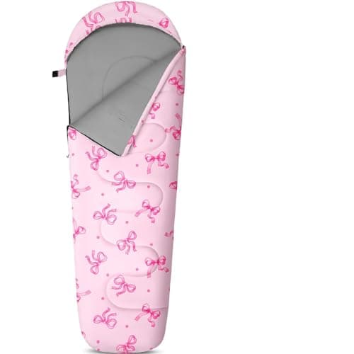 Image of MHJY Kids Sleeping Bag for Girls Boys 3 Season Warm & Cool Weather Youth with Backpacking Bag Waterproof for Traveling Hiking Outdoor Camping Essentials