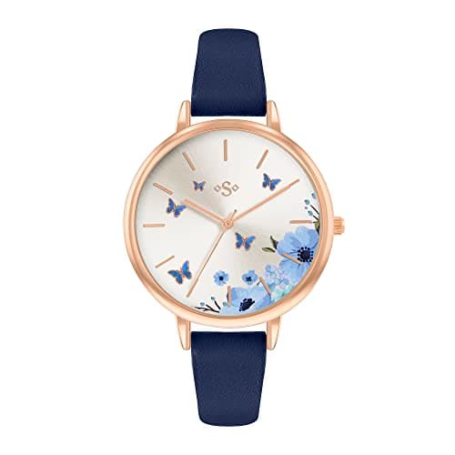 Image of Spirit Ladies Navy Strap Watch with Butterfly Dial ASPL162