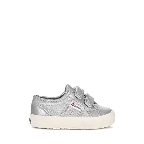 Image of Superga 2750 Kids Straps Metallic Trainers Grey Silver 5.5