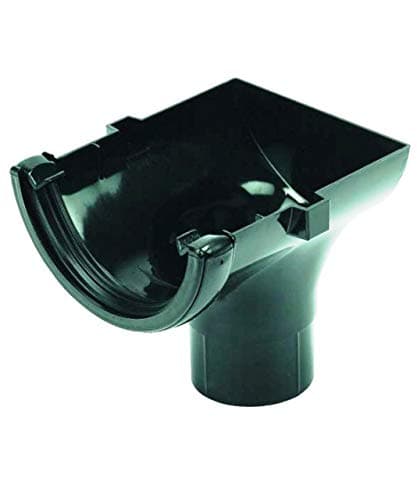 Image of FLOPLAST 112mm Half Round Gutter Stop End Outlet - Black - Pack of 2