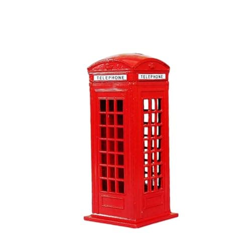 Image of Red Telephone Box Money Box - London Savings Bank, 18cm Decorative Coin Bank for Home & Office, Desk Decor for Kids and Adults