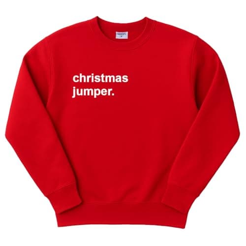 Image of Teesh® Funny Christmas Jumper – Unisex Novelty Xmas Sweatshirt – Sarcastic Festive Jumper for Parties & Secret Santa – Premium PolyCotton, UK Printed (UK, Alpha, XL, Regular, Regular, Red)