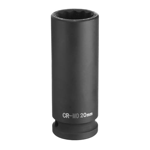 Image of sourcing map 12-Point Deep Impact Socket 1/2 Inch Drive 20mm Metric Chrome Molybdenum Alloy Steel Spindle Axle Nut Impact Socket