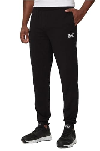Image of EA7 Men's Logo Joggers, Black/White, L