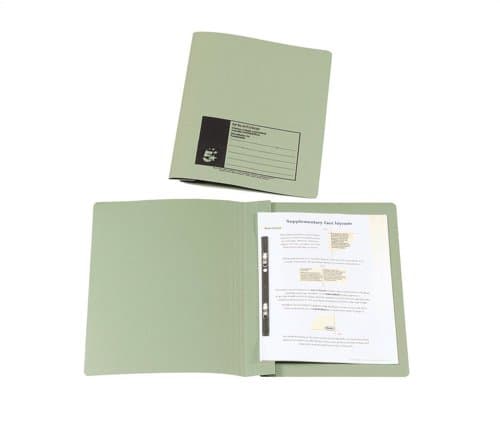 Image of 5 Star Office Flat File Recycled Manilla 285gsm 38mm Foolscap Green [Pack 50]