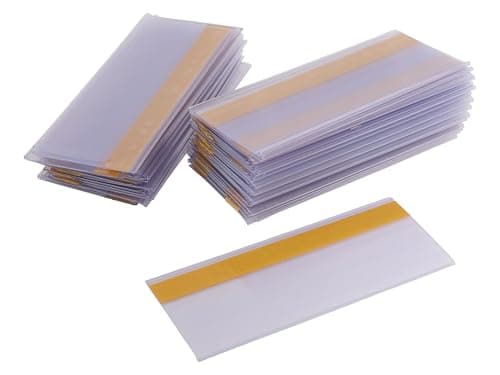 Image of Self Adhesive Ticket Holders, 80mm x 200mm Pack of 50 Clear PVC Label Holders for Warehouse, Office & Retail