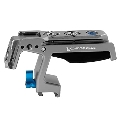 Image of KONDOR BLUE | Talon NATO Top Handle for Camera Cages | Quick Release NATO Clamp, Dual NATO Rails, 3/8-16 ARRI-Style and 1/4-20 Anti-Twist Mounts, Dual Cold Shoes, Bubble Level, Built-In 4mm Hex | Gray