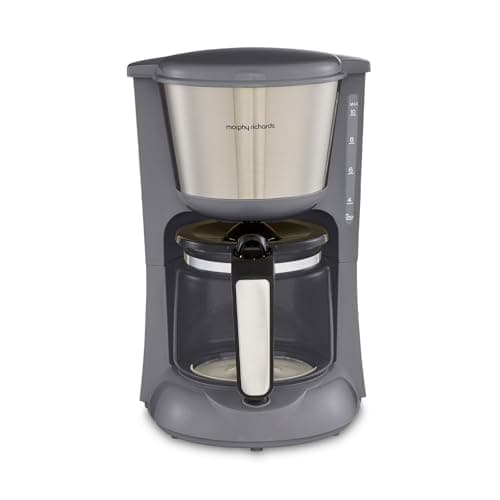 Image of Morphy Richards Equip Filter Coffee Machine, Pour Over Technology,10 Cup Capacity, Fast Brew, Anti Drip, Easy Clean Reusable Filter, Keep Warm, Aroma Blender, Grey and Stainless Steel,162505