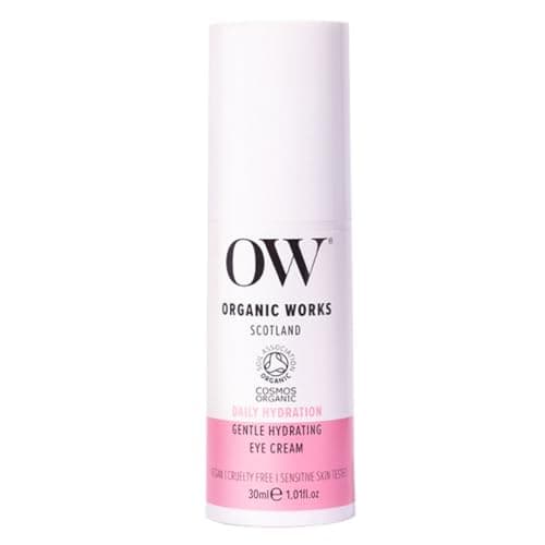 Image of Organic Works Gentle Hydrating Eye Cream 30ml – Vitamin B5 & Cocoa Butter – Reduces Puffiness & Fine Lines – 99.86% Natural, 21.66% Organic, 100% Vegan & Cruelty-Free