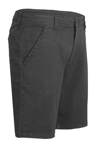 Image of JUST LOOK Mens Chino Shorts Slim Fit Stretch Cotton Half Pants Chino Shorts Smart Summer Casual (UK, Waist, 44, Regular, Regular, Grey)