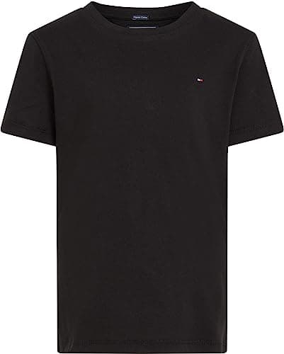 Image of Tommy Hilfiger Boys’ Short Sleeve Round Neck T-Shirt, Black (Meteorite), 14 Years