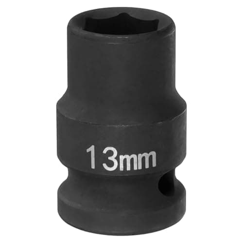 Image of sourcing map 6 Point Impact Socket 13mm Metric Socket 1/2" Square Drive 1.5" (38mm) Long Phosphated Cr-Mo Steel Spindle Axle Hex Nut Sockets, Black