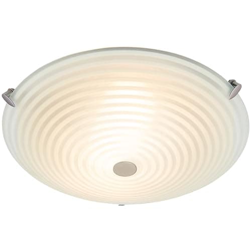 Image of National Lighting Decker Decorative Elegant Round Frosted & Clear Patterned Glass Swirl Design Domed Flush Ceiling Light
