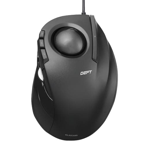 Image of ELECOM DEFT Trackball Mouse, Wired, Finger Control, 8-Button Function with Smooth Tracking, Ergonomic Design, Windows11, macOS (M-DT2URBK)