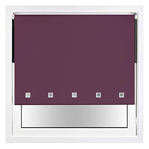 Image of FURNISHED Blackout Roller Blind with Square Eyelets & Metal Fittings Trimmable - Aubergine, 50W x 165H cm