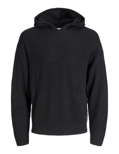 Image of JACK & JONES Men's Jjpannel Knit Hoodie, Black, L