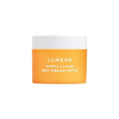 Image of LUMENE Nordic-C [VALO] Day Cream SPF 15 | Hydrates and Boosts Radiance | Protection Against UVA/UVB | Arctic Cloudberry, Hyaluronic Acid & Vitamin C | Lightweight Daily Moisturizer | Vegan | 50 ml