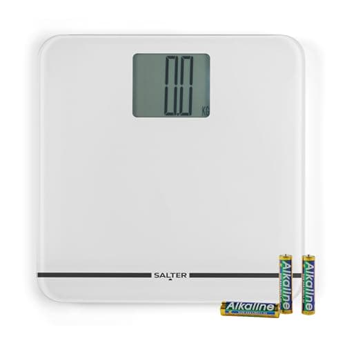 Image of Salter Max Digital Bathroom Scale – Supersize LCD Display, 250 kg Capacity, Large Platform, Easy Read, Carpet Feet & Batteries Included, Kg/lbs, Instant Readings, Weight Measurements, White