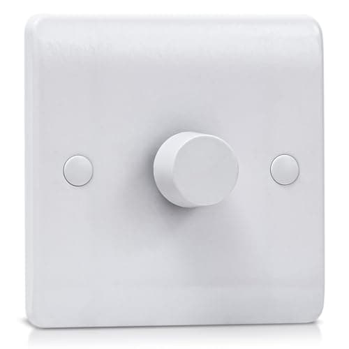 Image of Universal LED Dimmer Switch, 1 Gang 2-Way (3-150W), Rotary Push On/Off, Compatible with Dimmable LED/Halogen/Incandescent Bulbs - White Moulded Design