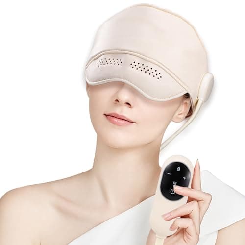 Image of Compress Head Massager and Eye Heating, Electric Migraine Relief Cap Massager Helps to Tension Headache Relief, Stress Relax, Sleep Aid, Head & Eye Mask Massager with 4 Modes Compression and 3 Heating