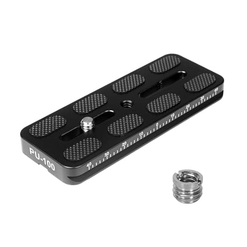Image of Manbily PU-100 Camera Tripod Head Quick Release Plate, Universal 1/4 to 3/8 Inch Screw Adapter Mount Arca-Swiss QR Plate for DSLR Camera (100mm*38mm*10mm)