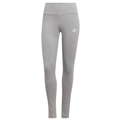 Image of adidas Women's ESSENTIALS HIGH-WAISTED LOGO LEGGINGS, Medium Grey Heather/White, XS