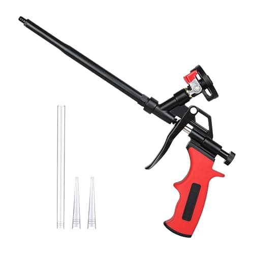 Image of Professional Expanding Foam Gun – PU Foam Applicator with Easy-Clean Design, Heavy-Duty Metal Body for Insulation, Filling & Sealing(Red,1 Pack)