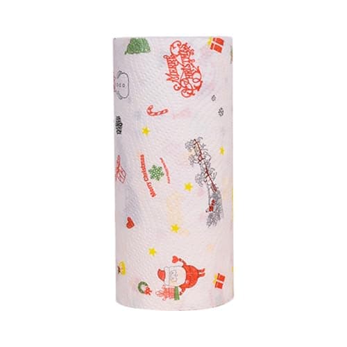 Image of Christmas Printed Kitchen Roll | 2-Ply Absorbent Kitchen Paper Towels for Cleaning Wipes & Decor | Festive Holiday Designs | 2 Rolls (Hot, One Size)