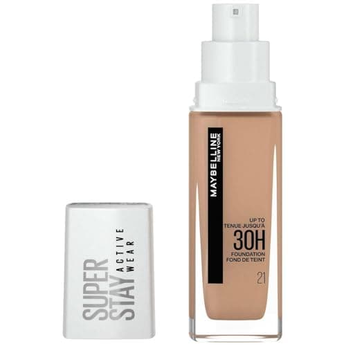 Image of Maybelline New York Super Stay Active Wear, waterproof foundation with high coverage, long-lasting facial make-up, colour: No. 21 Nude Beige (Light), 1 x 30 ml