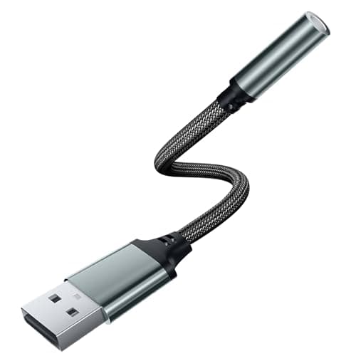 Image of USB to 3.5mm Jack Audio Adapter, External Sound Card USB to Aux Adapter with 3.5mm Aux Stereo Converter, TRRS Aux Headphone Microphone Converter Compatible with PC, Laptop, Tablet, Headphone, PS4