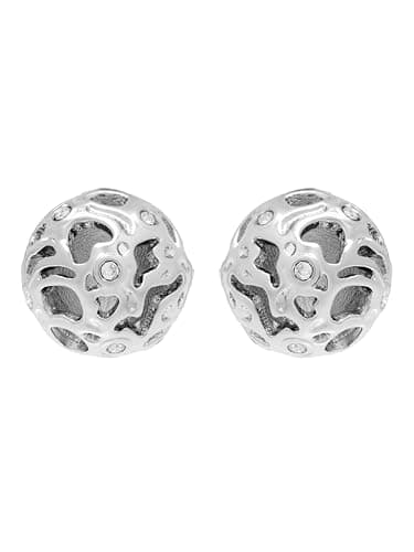 Image of Karen Millen Frosted Stud Earrings for Women (Silver/Clear Crystal)
