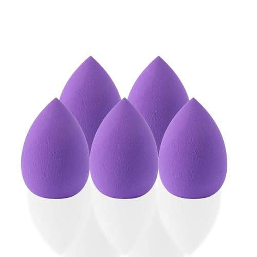 Image of G4GADGET 5 PCS Purple Makeup Sponges, Non-Latex Foundation, Soft Makeup Sponge Set for Liquid, Cream, and Powder, Wet & Dry Use, Flawless Application for All Skin Types