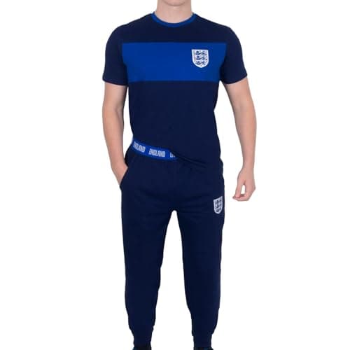 Image of England Men's Pyjamas Official Premium Loungewear Set Navy Blue Size Large