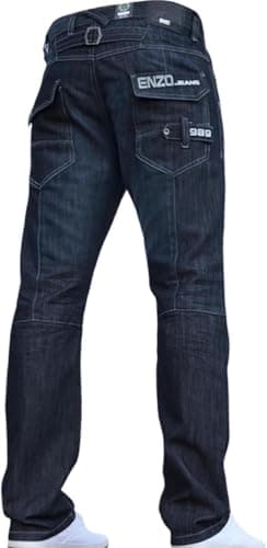 Image of 989Zé ENZO BNWT New Mens Jeans Blue Designer Branded Straight Washed All Waist & Sizes EZ244 Dark WASH 32W / 32L