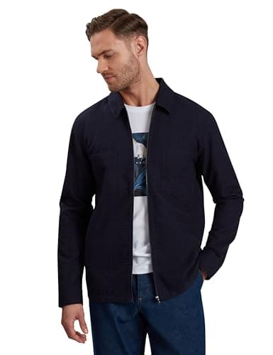 Image of Ted Baker London KAILINS-LS Zip Thru Overshirt, Navy