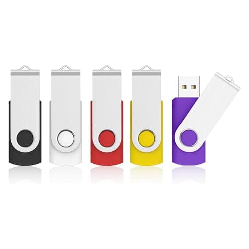 Image of KOOTION 8 GB USB Flash Drive 5Pack USB 2.0 Stick Swivel Memory Stick 8 GB Pen Drive Metal Cap Thumb Drives (5 Mix-color: Black, White, Red, Yellow, Purple)
