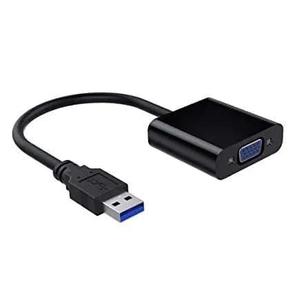 Image of USB 3.0 to VGA Adapter, Compact Male to Female Converter for High-Resolution Displays, Monitors, Projectors, and TVs – Supports Windows 11, 10, 8.1, 8, 7