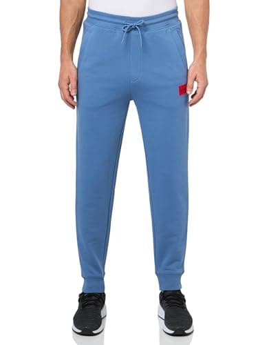 Image of HUGO Men's Regular Fit Square Logo Jersey Drawstring Joggers, Blue Explorer, XXL