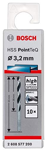Image of Bosch Professional 10-piece PointTeQ HSS Twist Drill Bit (for Metal, 3.2 x 36 x 65 mm, Drill Driver Accessories)