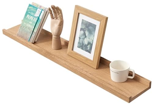 Image of Gieanoo Floating Shelf,Solid Oak Timber Wood Picture Ledge Shelf 50cm Wall mounted Spice Rack with lip design Display Shelf For Living Room, Kitchen, Bedroom, Bathroom