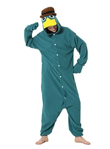 Image of LorranTree Platypus Costume Onesie Perry Platypus Animal Costume Women Men Pyjamas Christmas Carnival Onesie, Green, L