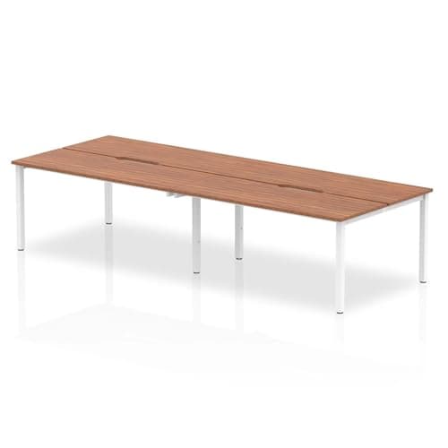 Image of OPO Evolve Plus B2B Desk - 4 Person | Stylish Powder Coated Goal Post Leg Design | Adjustable Feet Lockable Sliding Top Mechanism for Easy Access Walnut Silver 1200