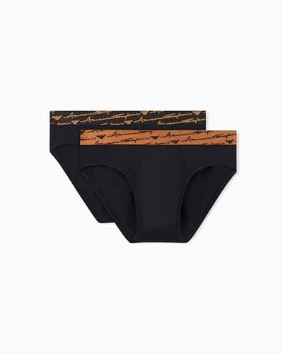 Image of Emporio Armani Man's Allover Shiny Logoband 2-Pack Brief Black S
