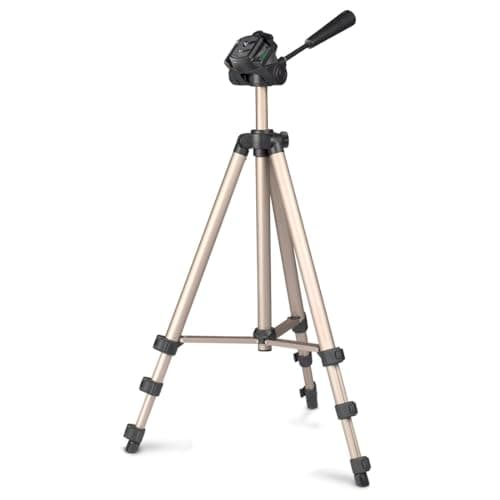 Image of Hama "Star 75" Tripod | Light Tripod with 42.5-125cm Height | 3 Way Head | 1/4" Connection for DSLR and System Cameras | With Carrying Case | Champagne