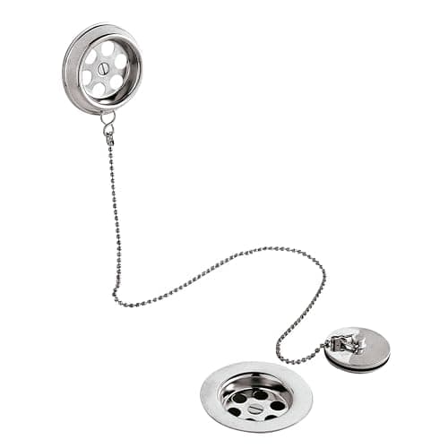 Image of Balterley Bath Ball Chain Waste and Overflow Kit, Round Waste with Round Overflow, Ball Chain Bath Plug Replacement, Chrome Bathtub Plug Replacement - 70 x 62 x 70 mm (Chrome)