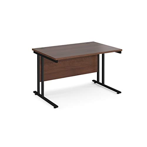 Image of Mr Office Maestro 25 straight desk 800mm deep - black legs, Walnut, 1200
