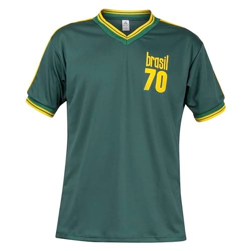 Image of Brazil 70 Green Football Jersey Sport T-Shirt Fans Retro Vintage XL