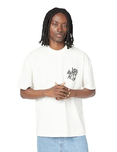 Image of Allsaints Mens Orlando Ss Crew, Ashen White, XXL