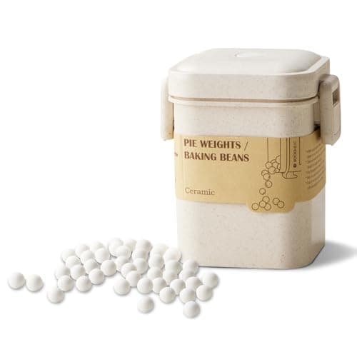 Image of ROCKSHEAT Ceramic Baking Beans, Reusable Baking Beans for Blind Baking Pastry, Pie Wights Baking Beads with Storage, Baking Accessories (2.2lb/1000g)