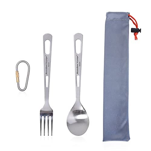 Image of Boundless Voyage Ultra Light Titanium Spoon and Fork Set Camping Outdoor Tableware Cutlery Set